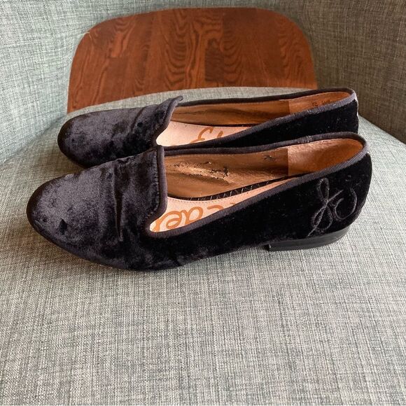 Sam Edelman Women’s velvet smoking loafers black size 7. GUC! - Picture 1 of 9